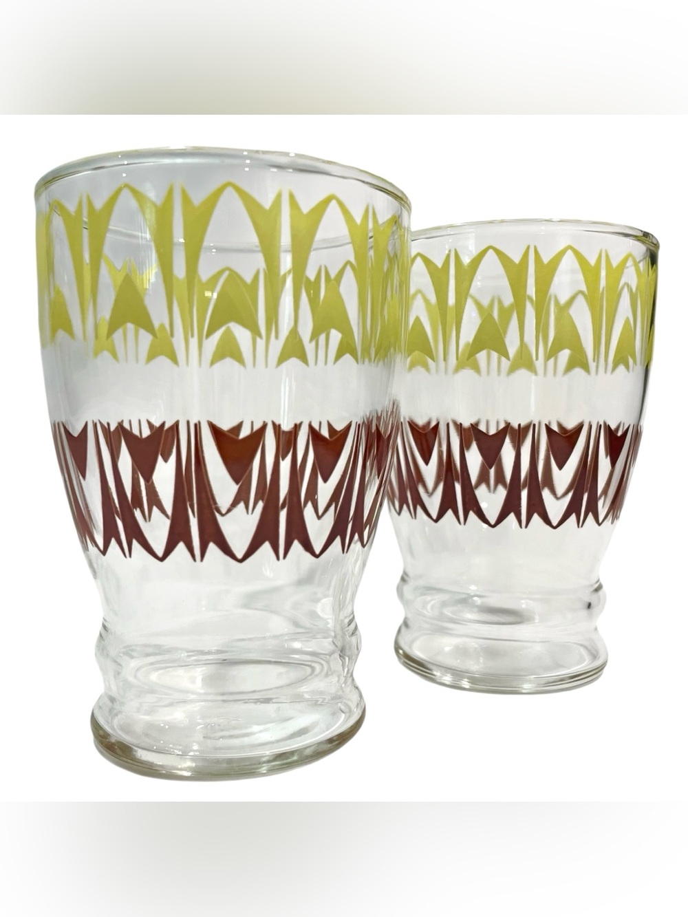 Vintage 1960s Dominion Glass Company 2 pcs Juice Glasses Set - Groovy